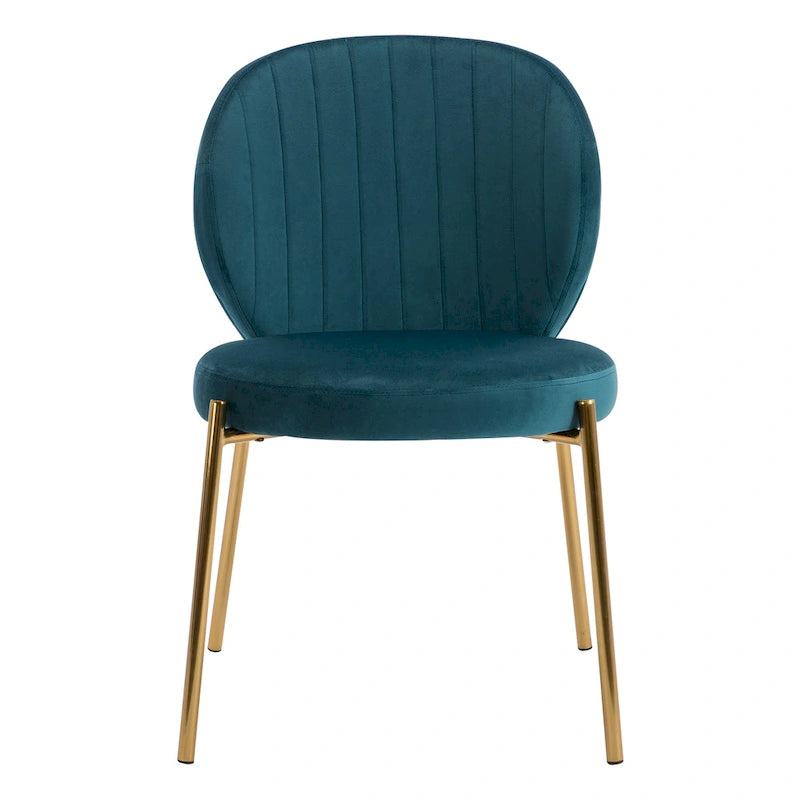 Chaises de salle à manger en velours, petites chaises d'appoint mignonnes avec pieds en métal doré, lot de 2