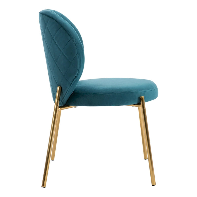 Chaises de salle à manger en velours, petites chaises d'appoint mignonnes avec pieds en métal doré, lot de 2