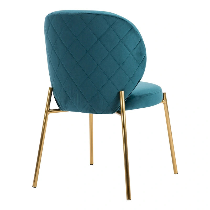 Chaises de salle à manger en velours, petites chaises d'appoint mignonnes avec pieds en métal doré, lot de 2