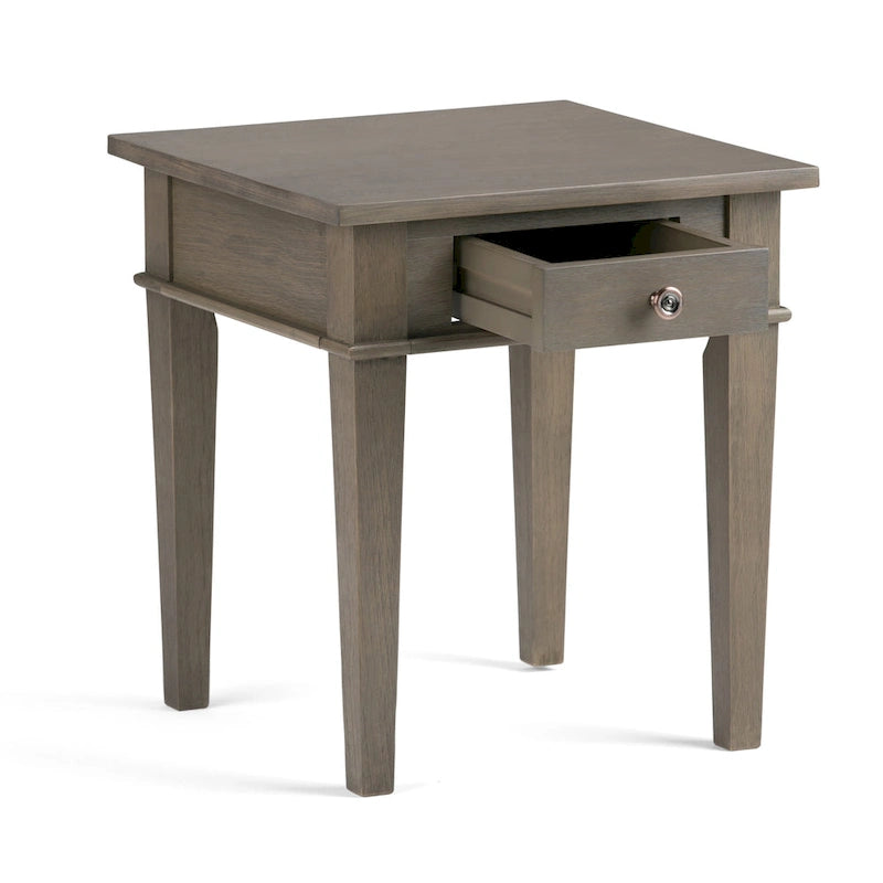 Table d'appoint rectangulaire de style transitionnel en bois massif de 45,7 cm de large - 45,7 cm de large x 45,7 cm de profondeur x 50,8 cm de haut