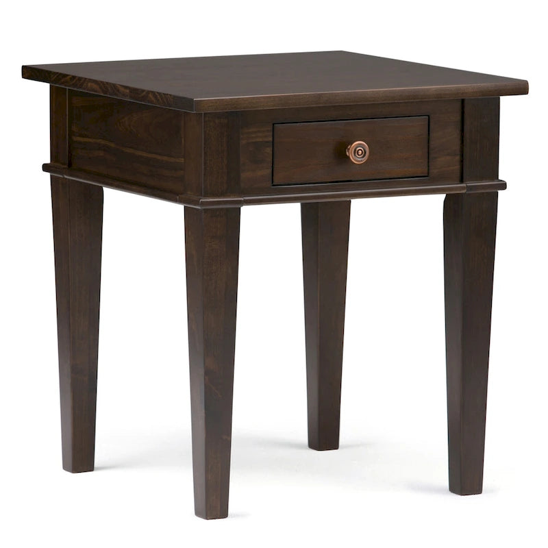 Table d'appoint rectangulaire de style transitionnel en bois massif de 45,7 cm de large - 45,7 cm de large x 45,7 cm de profondeur x 50,8 cm de haut