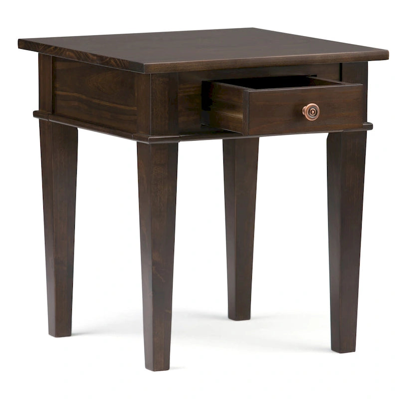Table d'appoint rectangulaire de style transitionnel en bois massif de 45,7 cm de large - 45,7 cm de large x 45,7 cm de profondeur x 50,8 cm de haut