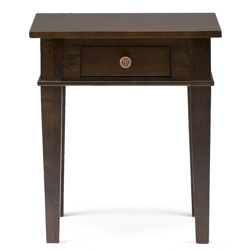 Table d'appoint rectangulaire de style transitionnel en bois massif de 45,7 cm de large - 45,7 cm de large x 45,7 cm de profondeur x 50,8 cm de haut