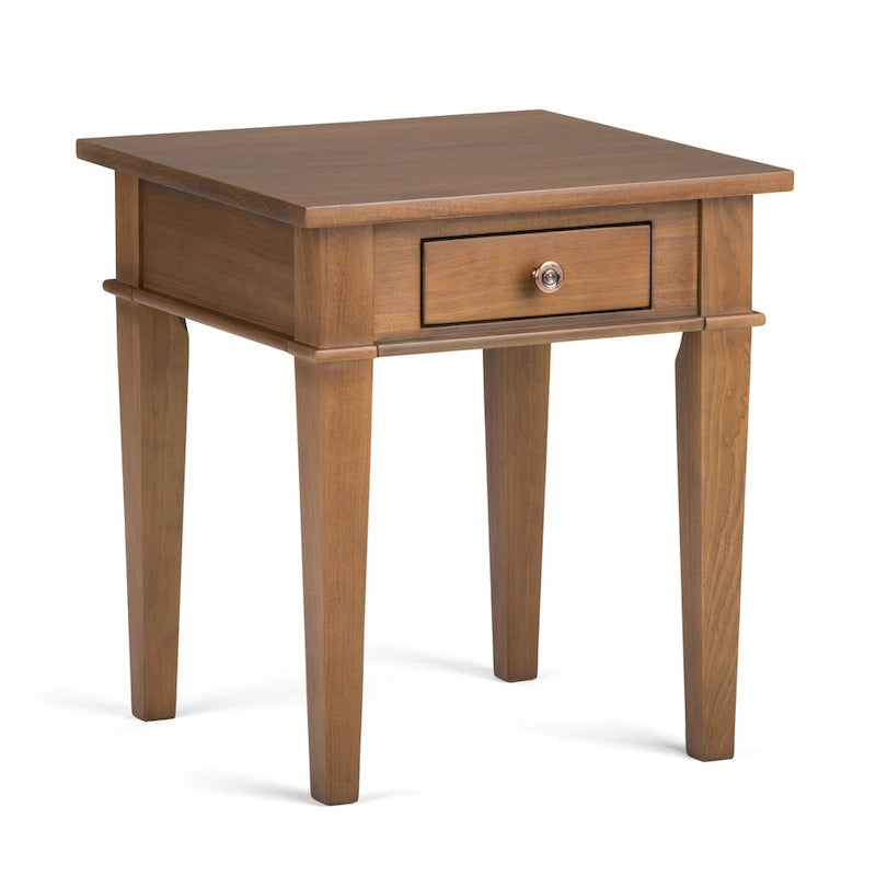 Table d'appoint rectangulaire de style transitionnel en bois massif de 45,7 cm de large - 45,7 cm de large x 45,7 cm de profondeur x 50,8 cm de haut