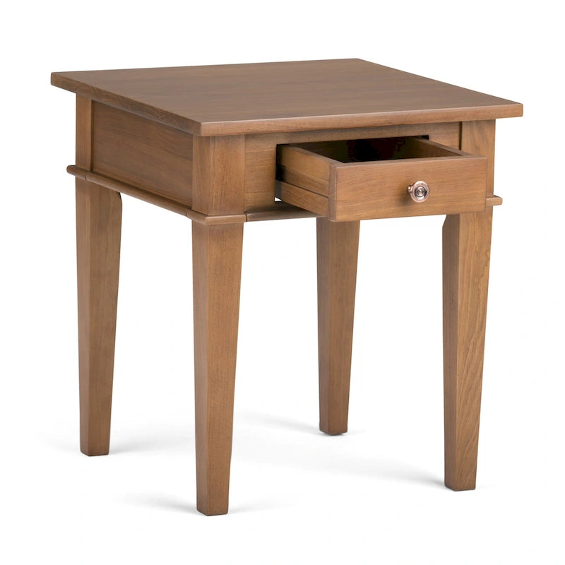 Table d'appoint rectangulaire de style transitionnel en bois massif de 45,7 cm de large - 45,7 cm de large x 45,7 cm de profondeur x 50,8 cm de haut