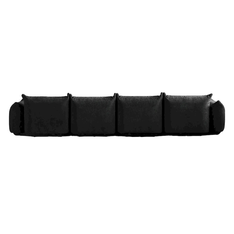 Canapé d'angle en tissu chenille en U 4 places avec 2 poufs