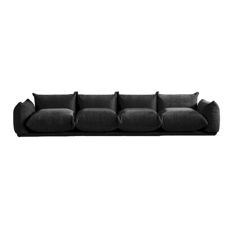 Canapé d'angle en tissu chenille en U 4 places avec 2 poufs