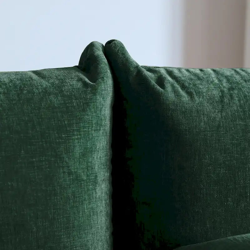 Canapé d'angle en tissu chenille en U 4 places avec 2 poufs