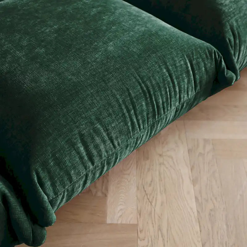 Canapé d'angle en tissu chenille en U 4 places avec 2 poufs