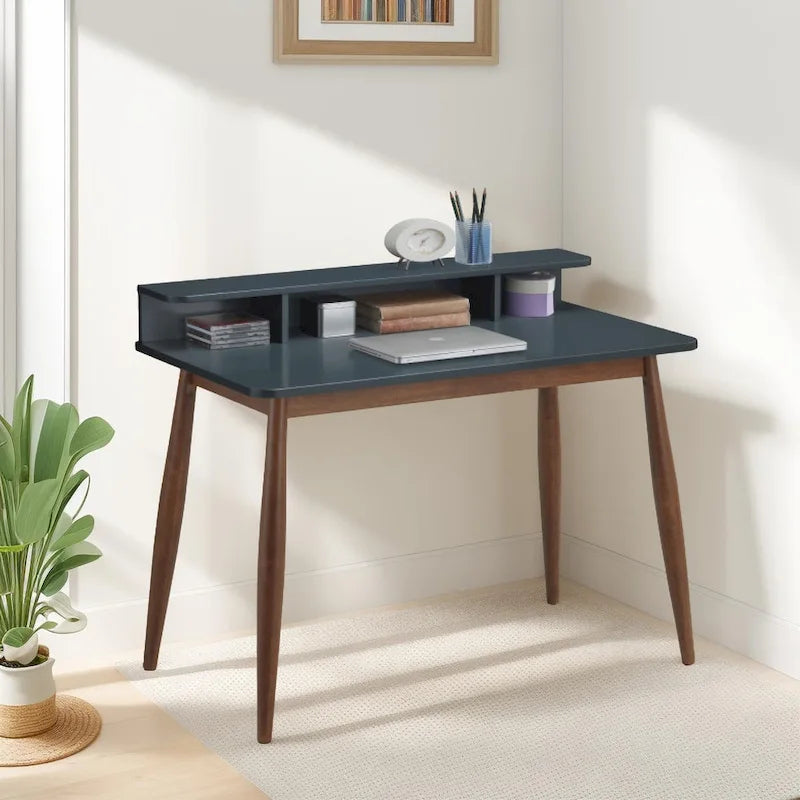 Bureau de rangement en bois gris-bleu