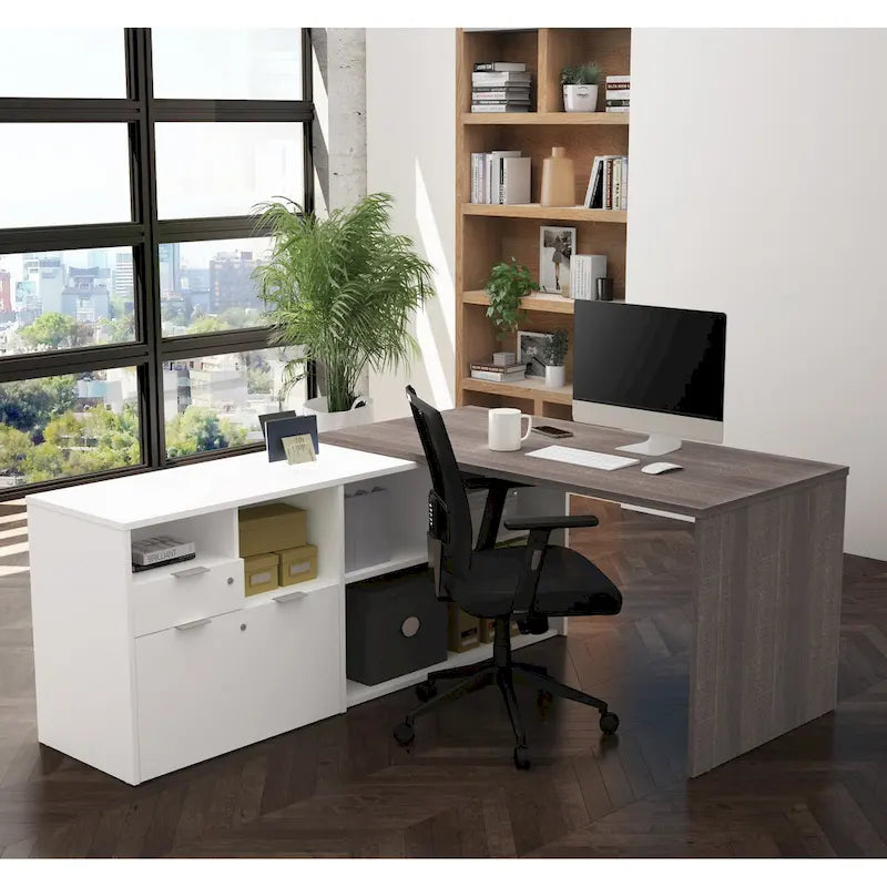 Bureau d'angle à double tiroir
