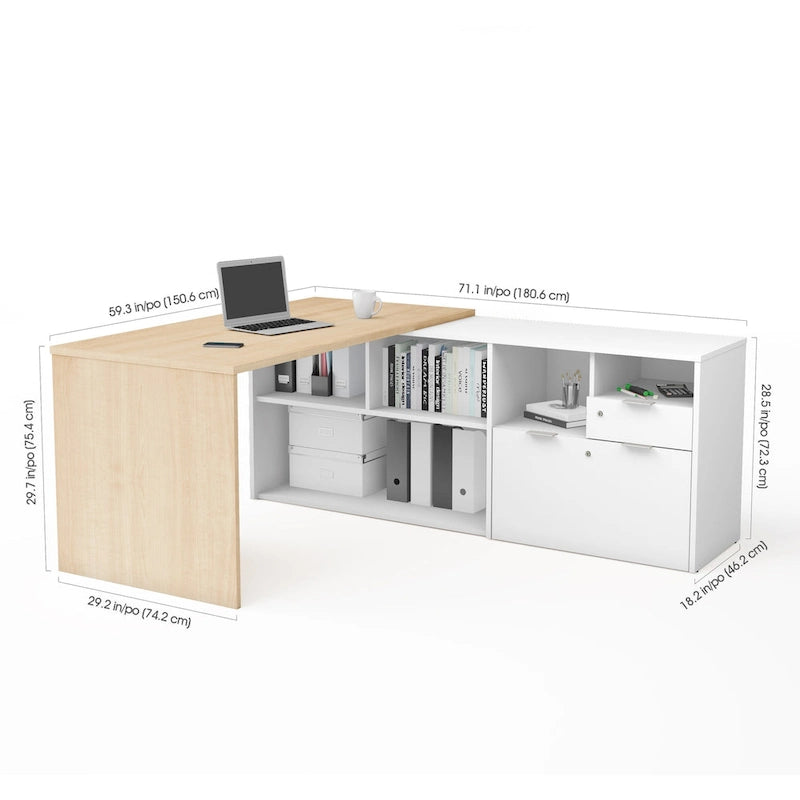 Bureau d'angle à double tiroir