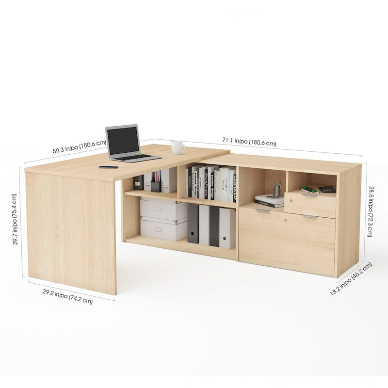 Bureau d'angle à double tiroir