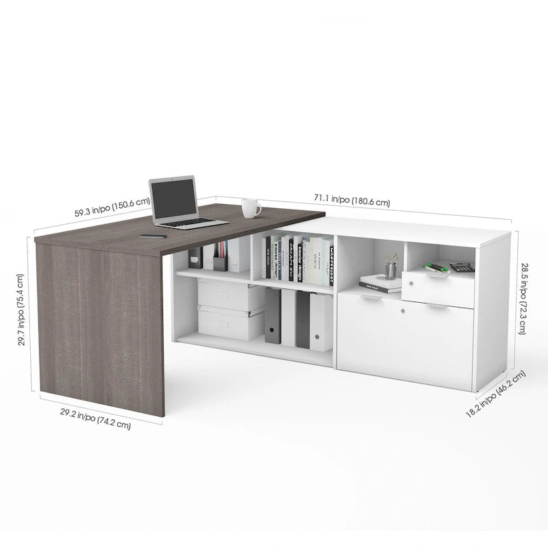 Bureau d'angle à double tiroir