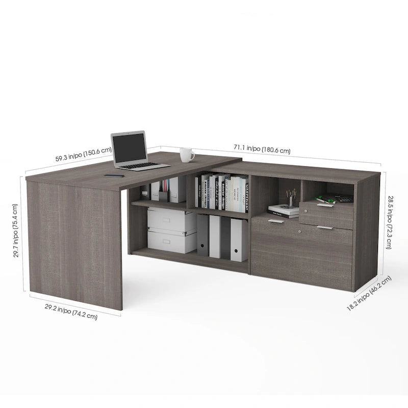 Bureau d'angle à double tiroir