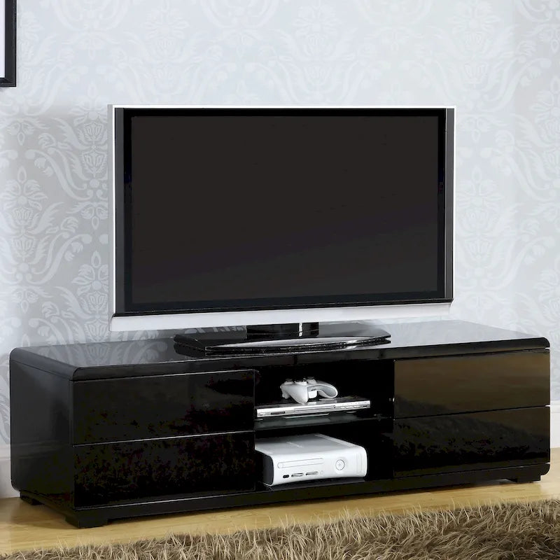 Meuble TV laqué brillant à 4 tiroirs
