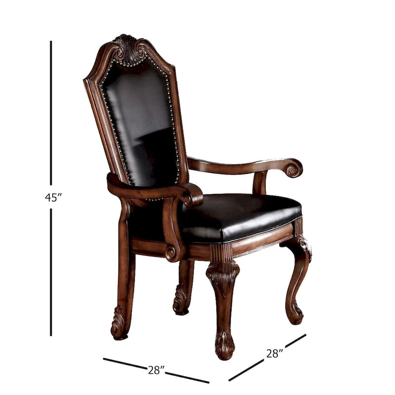 Fauteuils (lot de deux), en polyuréthane noir et bois de cerisier.