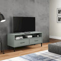 Meuble TV XL/Meuble TV/Console TV, pieds en métal, bois de pin massif - 41,7 x 15,7 x 18,3 cm