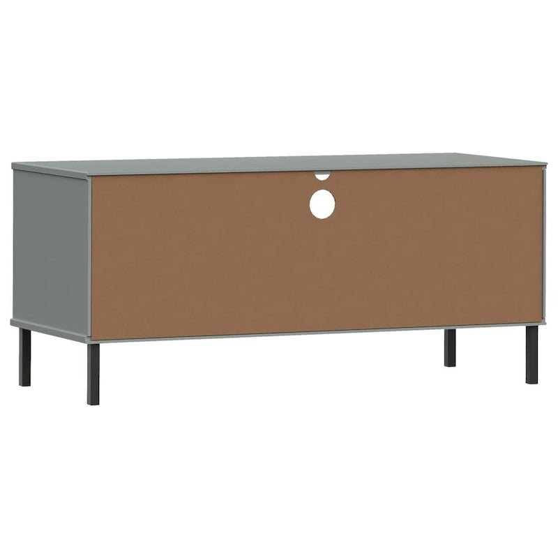Meuble TV XL/Meuble TV/Console TV, pieds en métal, bois de pin massif - 41,7 x 15,7 x 18,3 cm