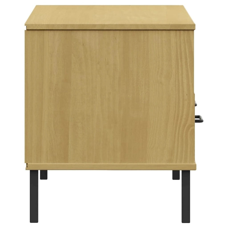 Meuble TV XL/Meuble TV/Console TV, pieds en métal, bois de pin massif - 41,7 x 15,7 x 18,3 cm