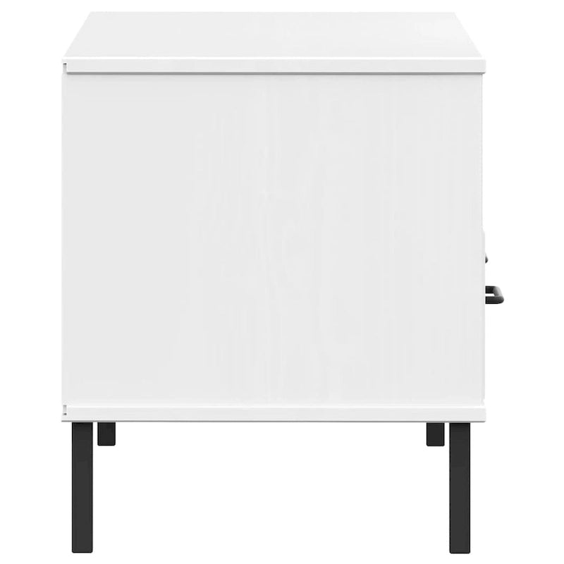 Meuble TV XL/Meuble TV/Console TV, pieds en métal, bois de pin massif - 41,7 x 15,7 x 18,3 cm