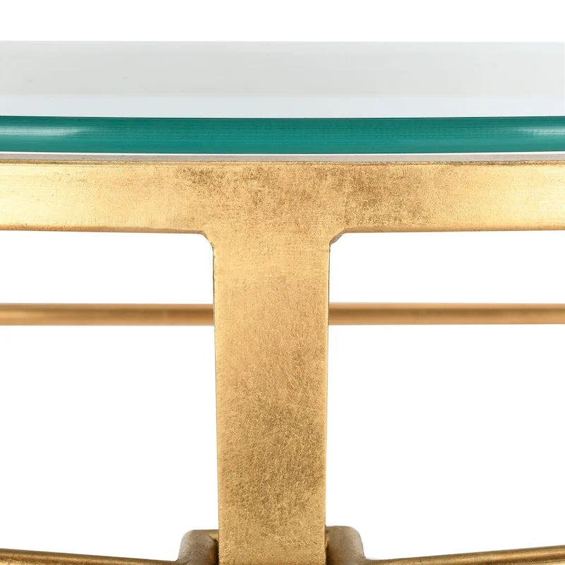 Console en verre doré vintage – 36 pouces de large x 15 pouces de profondeur x 31 pouces de haut – 36Lx15Px31H