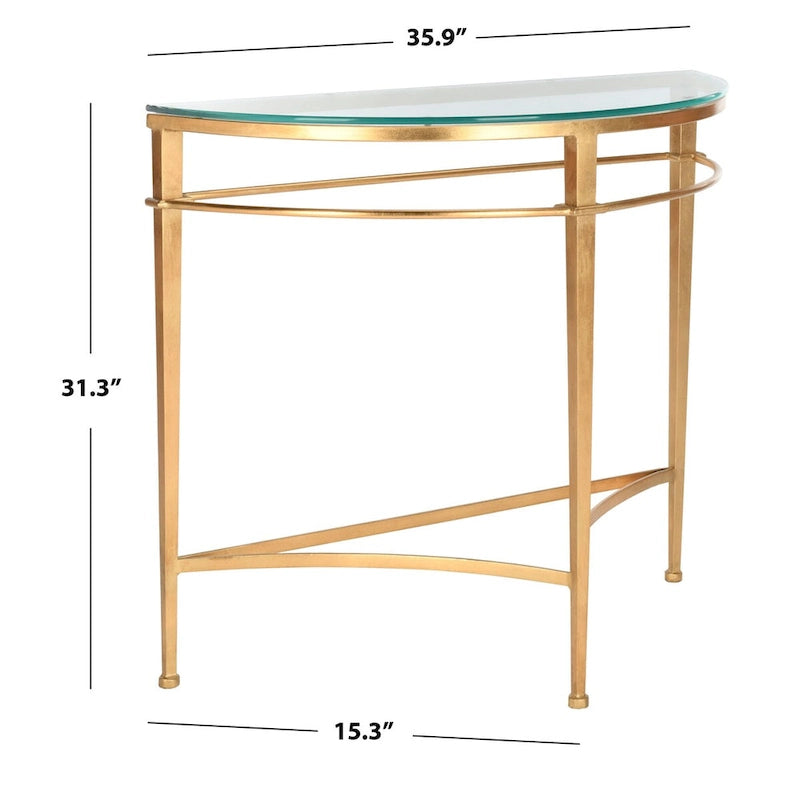 Console en verre doré vintage – 36 pouces de large x 15 pouces de profondeur x 31 pouces de haut – 36Lx15Px31H