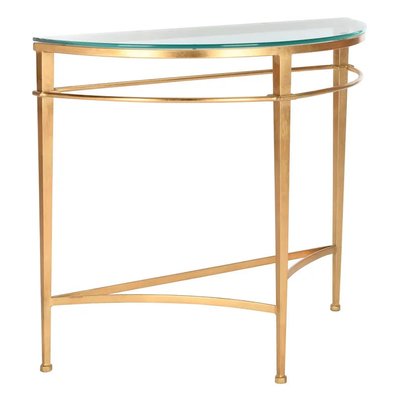 Console en verre doré vintage – 36 pouces de large x 15 pouces de profondeur x 31 pouces de haut – 36Lx15Px31H