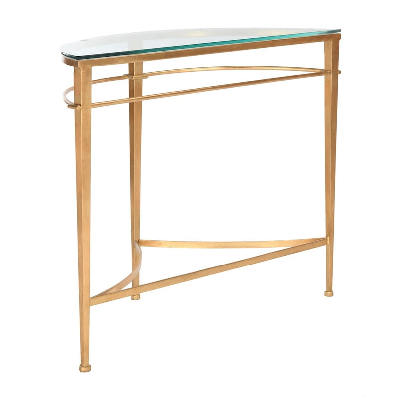 Console en verre doré vintage – 36 pouces de large x 15 pouces de profondeur x 31 pouces de haut – 36Lx15Px31H