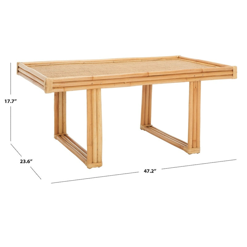 Table basse rectangulaire large de style côte tropicale bohème - 47 pouces de large x 24 pouces de profondeur x 18 pouces de haut - 47Wx24Dx18H