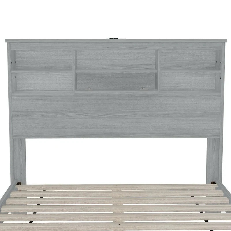 Ensembles de chambre à coucher 4 pièces grand lit (Queen Size) en bois vintage avec 2 tables de chevet et 1 commode