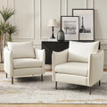 Fauteuil moderne en tissu résistant aux rayures avec pieds en métal noir, deux fauteuils par lot.