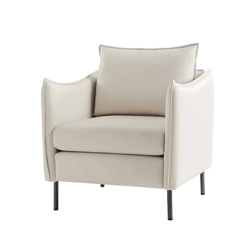 Fauteuil moderne en tissu résistant aux rayures avec pieds en métal noir, deux fauteuils par lot.
