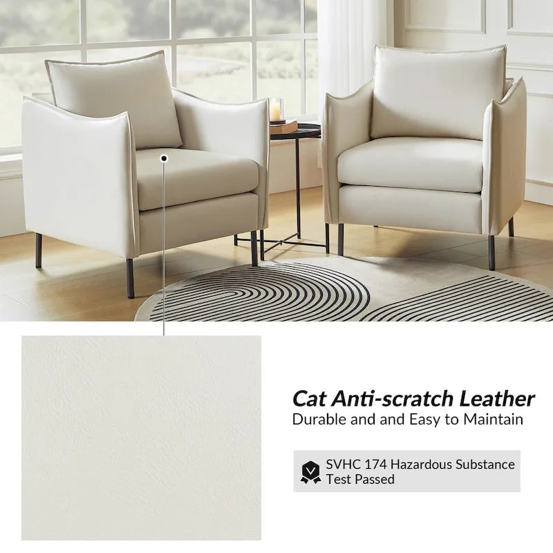 Fauteuil moderne en tissu résistant aux rayures avec pieds en métal noir, deux fauteuils par lot.