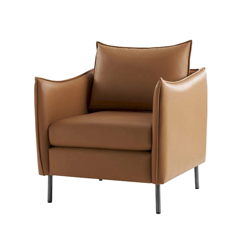 Fauteuil moderne en tissu résistant aux rayures avec pieds en métal noir, deux fauteuils par lot.