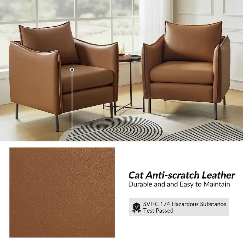 Fauteuil moderne en tissu résistant aux rayures avec pieds en métal noir, deux fauteuils par lot.