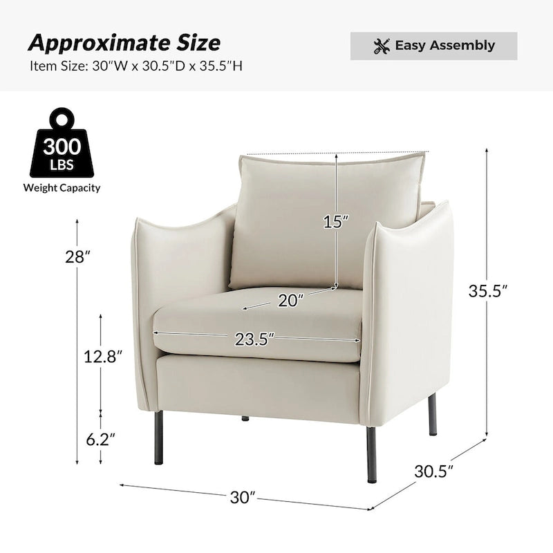 Fauteuil moderne en tissu résistant aux rayures avec pieds en métal noir, deux fauteuils par lot.