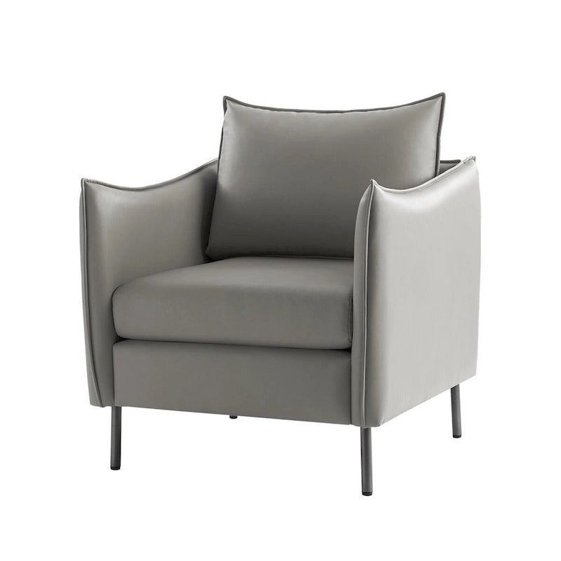 Fauteuil moderne en tissu résistant aux rayures avec pieds en métal noir, deux fauteuils par lot.