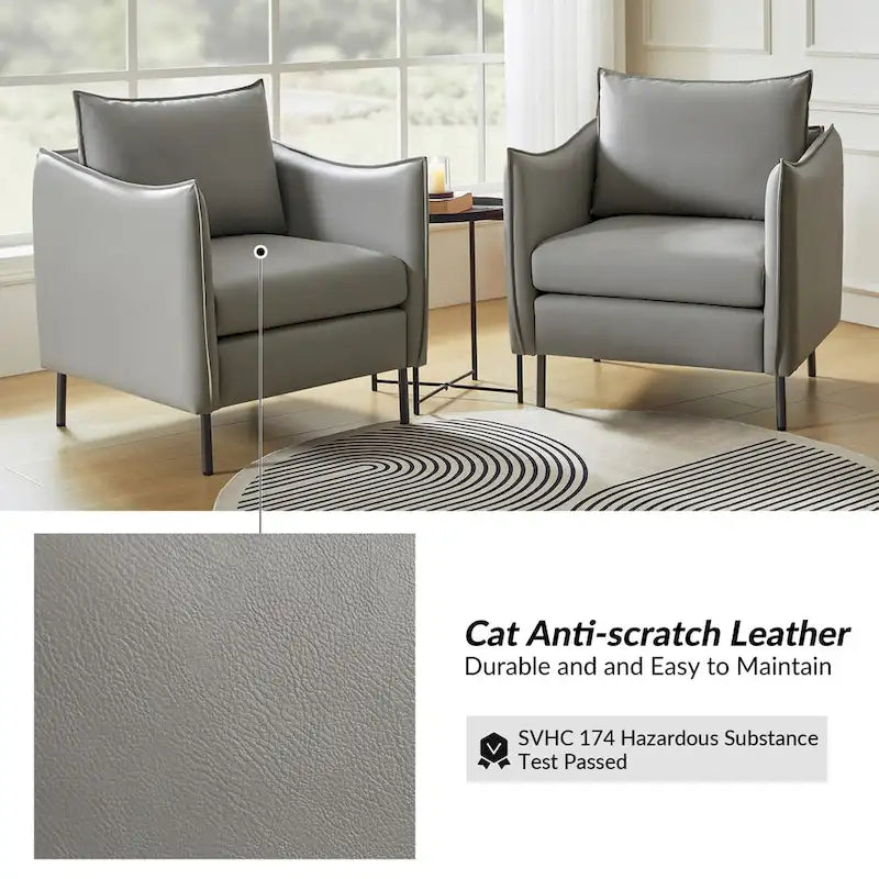 Fauteuil moderne en tissu résistant aux rayures avec pieds en métal noir, deux fauteuils par lot.
