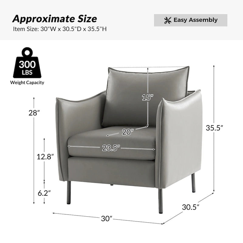 Fauteuil moderne en tissu résistant aux rayures avec pieds en métal noir, deux fauteuils par lot.