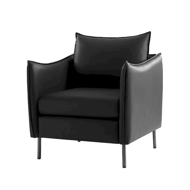 Fauteuil moderne en tissu résistant aux rayures avec pieds en métal noir, deux fauteuils par lot.