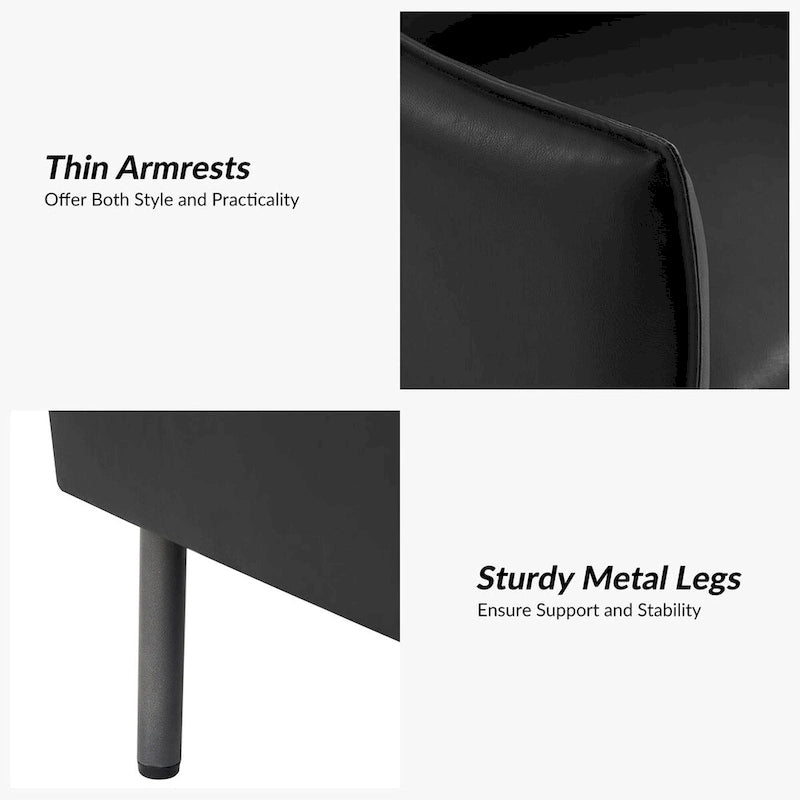 Fauteuil moderne en tissu résistant aux rayures avec pieds en métal noir, deux fauteuils par lot.
