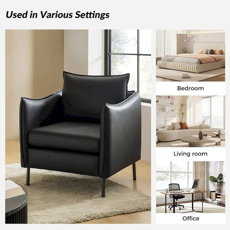 Fauteuil moderne en tissu résistant aux rayures avec pieds en métal noir, deux fauteuils par lot.
