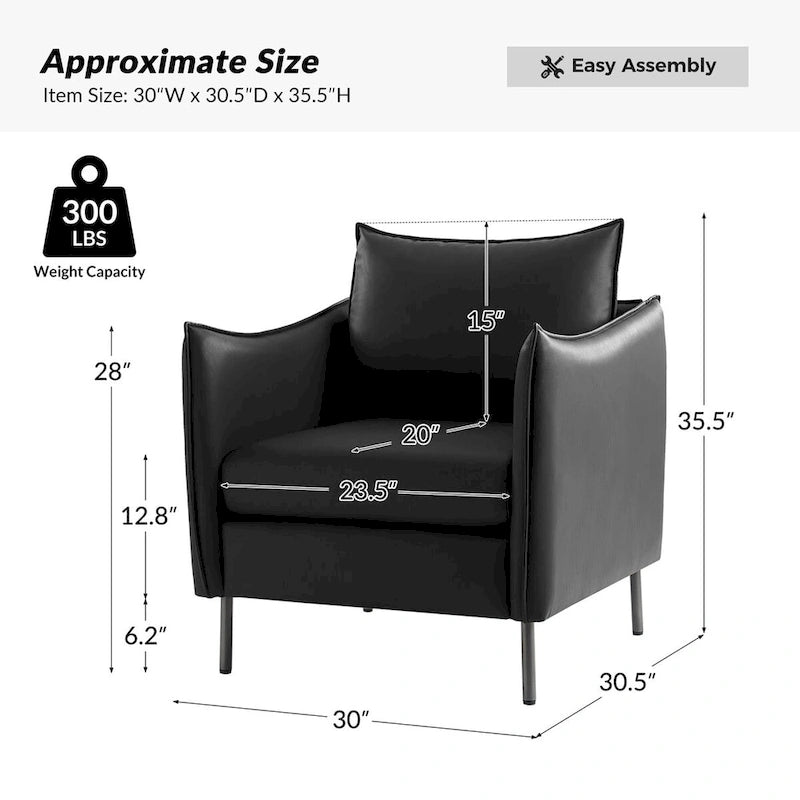 Fauteuil moderne en tissu résistant aux rayures avec pieds en métal noir, deux fauteuils par lot.
