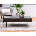 Table basse moderne à deux tiroirs de 46 pouces de large, couleur chêne expresso - 28 pouces de large x 46 pouces de long x 16,5 pouces de haut