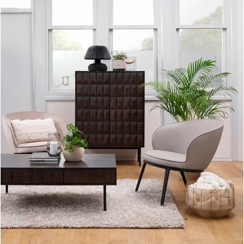 Table basse moderne à deux tiroirs de 46 pouces de large, couleur chêne expresso - 28 pouces de large x 46 pouces de long x 16,5 pouces de haut