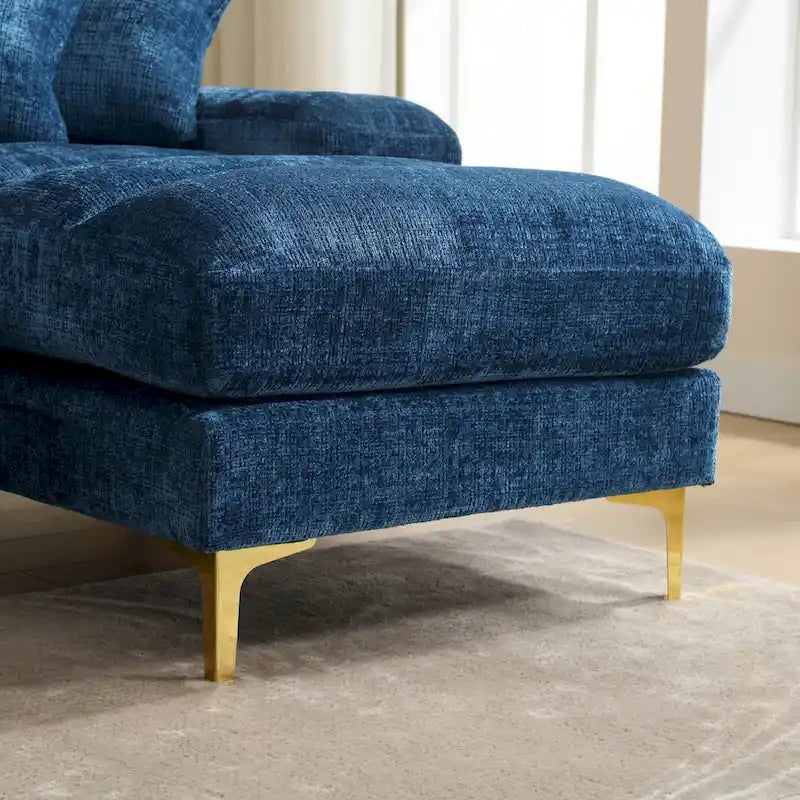 Canapé modulaire moderne en tissu chenille grand format en forme de U
