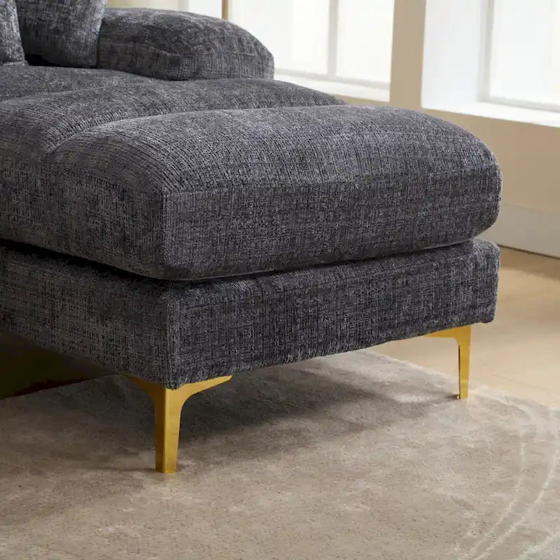 Canapé modulaire moderne en tissu chenille grand format en forme de U