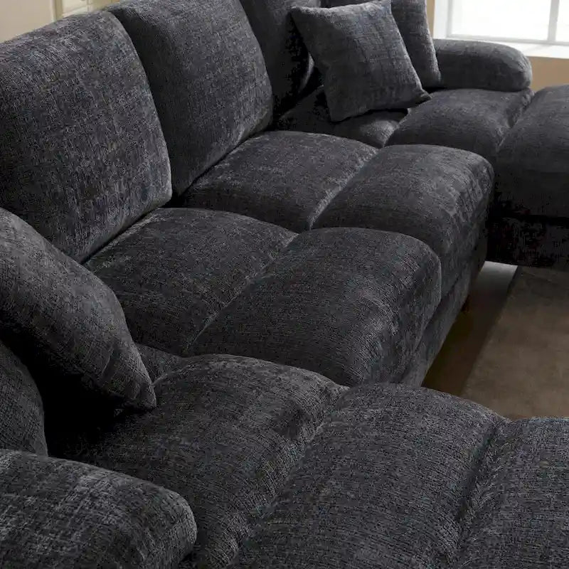 Canapé modulaire moderne en tissu chenille grand format en forme de U
