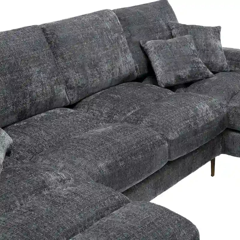 Canapé modulaire moderne en tissu chenille grand format en forme de U